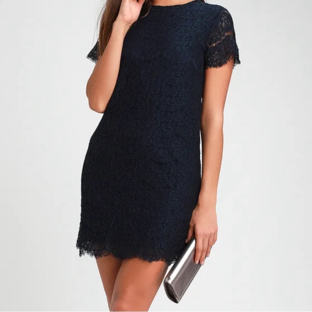 Navy blue lace dress | small | brunch dress | Lulus | dress for special occasion